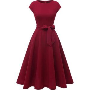 Dresstells Women's Burgundy Modest Vintage Cocktail Formal Party Dresses